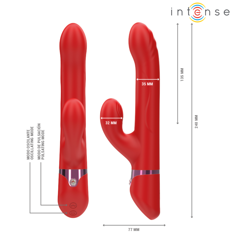 INTENSE - LELE MULTIFUNCTION Sensory Device ROTATING & OSCILLATION & STIMULATION RED