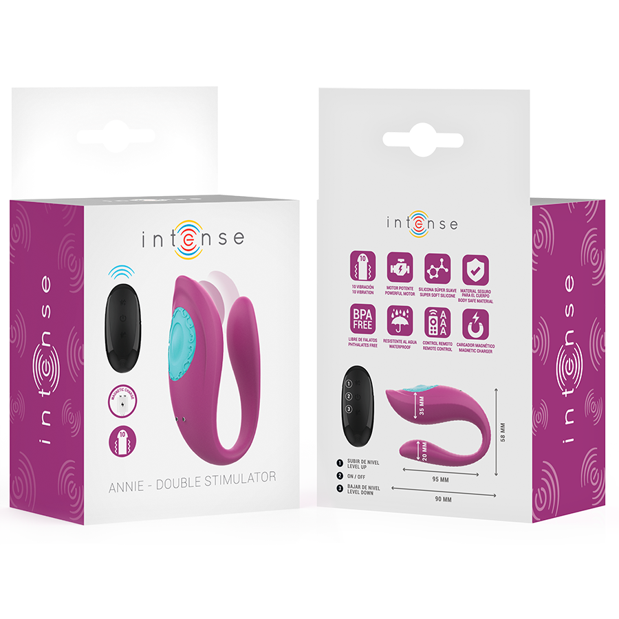 INTENSE - ANNIE U-SHAPED Sensory Device AND STIMULATOR PURPLE REMOTE CONTROL