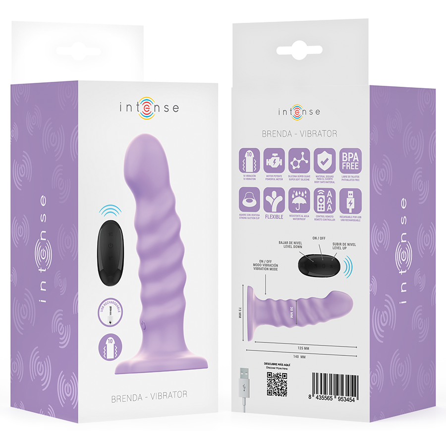 INTENSE - BRENDA Sensorisches Gerät GRÖSSE M SPIRALDESIGN 10 VIBRATIONEN LILA FERNBEDIENUNG