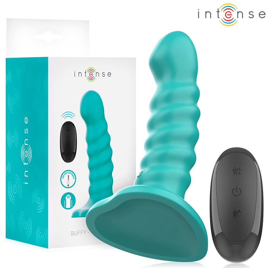 INTENSE - BUFFY Sensory Device SIZE S SPIRAL DESIGN 10 VIBRATIONS BLUE REMOTE CONTROL