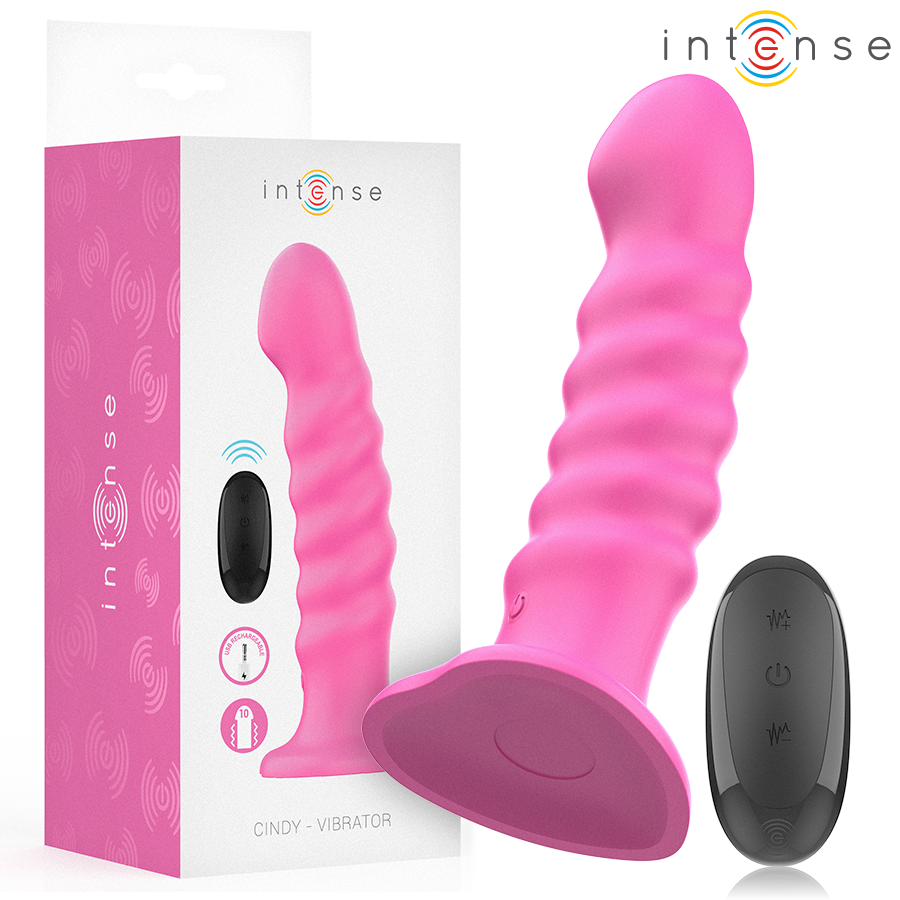INTENSE - CINDY Sensorisches Gerät GRÖSSE L SPIRALDESIGN 10 VIBRATIONEN ROSA FERNBEDIENUNG