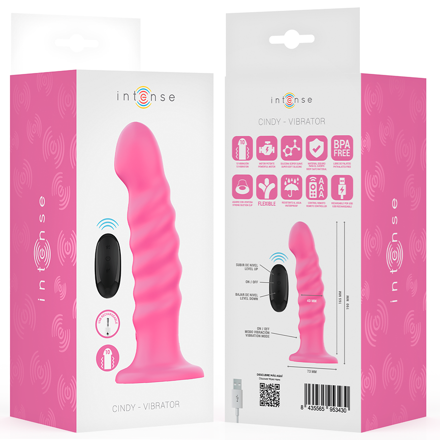 INTENSE - CINDY Sensorisches Gerät GRÖSSE L SPIRALDESIGN 10 VIBRATIONEN ROSA FERNBEDIENUNG