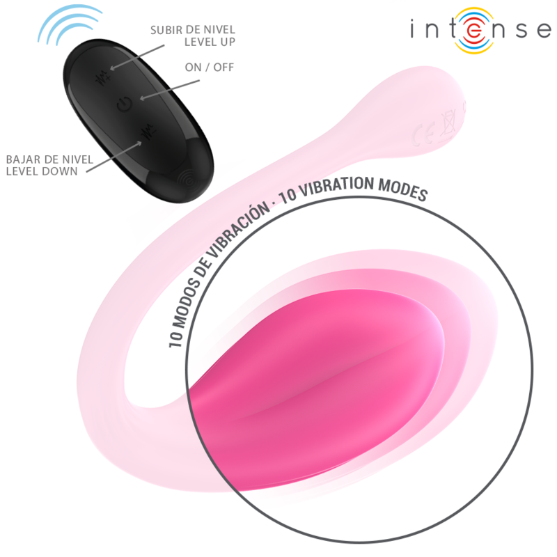 INTENSE - JANICE U Sensory Device DOUBLE STIMULATION 10 VIBRATIONS PINK REMOTE CONTROL