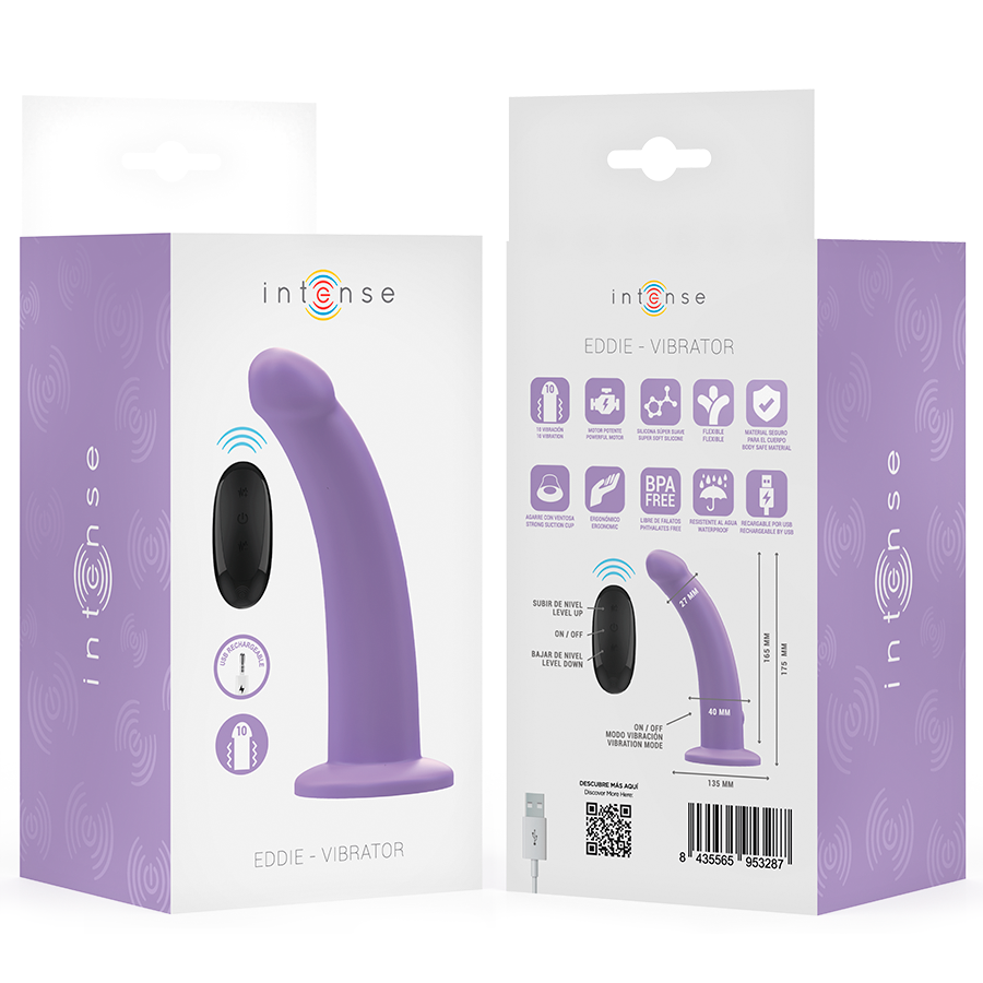 INTENSE - EDDIE Sensory Device 17.5 CM 10 VIBRATIONS PURPLE REMOTE CONTROL
