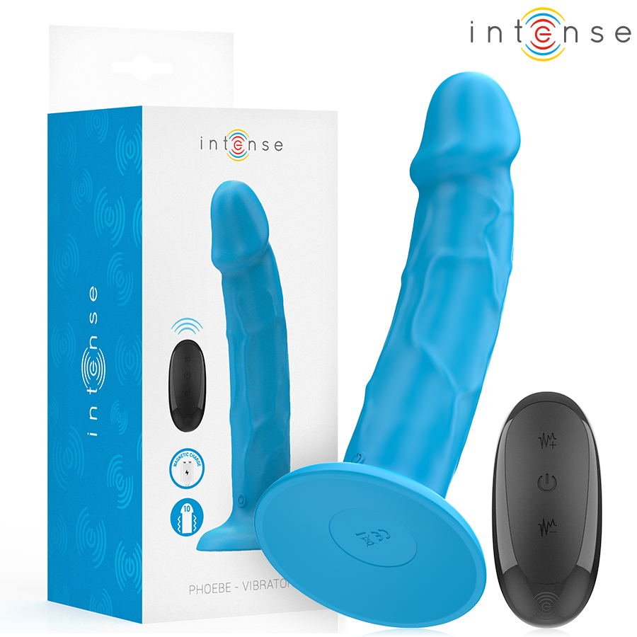 INTENSE - PHOEBE REALISTIC Sensory Device 10 VIBRATIONS BLUE REMOTE CONTROL