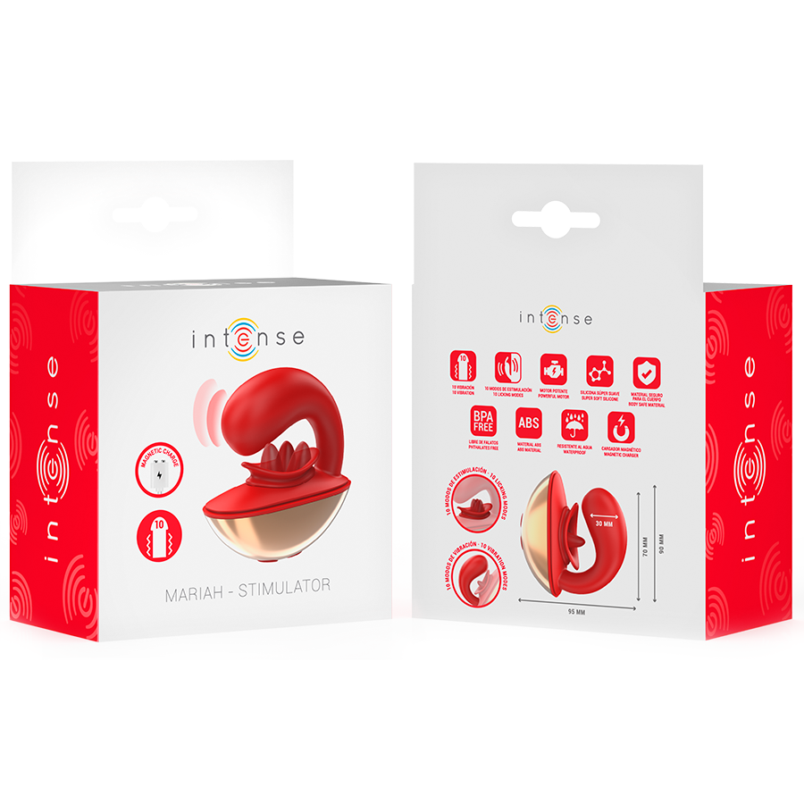 INTENSE - MARIAH Sensory Device & STIMULATOR IN U SHAPE 10 VIBRATIONS RED