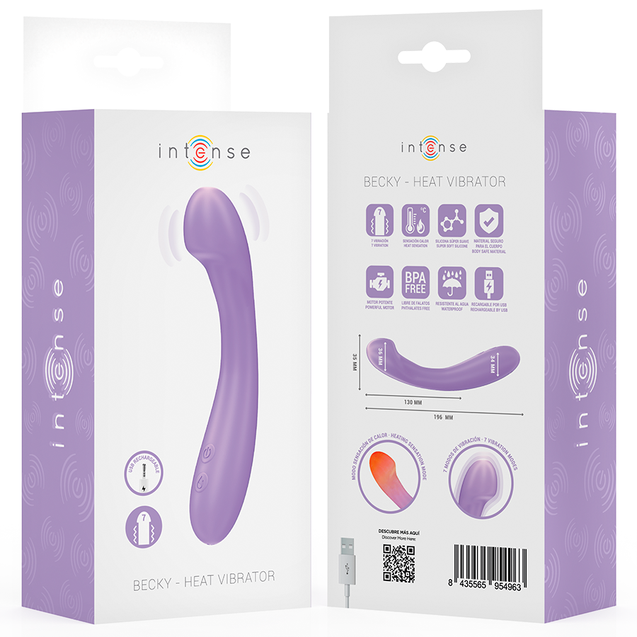 INTENSE - BECKY Sensory Device 19 CM HEATABLE 7 VIBRATIONS PURPLE