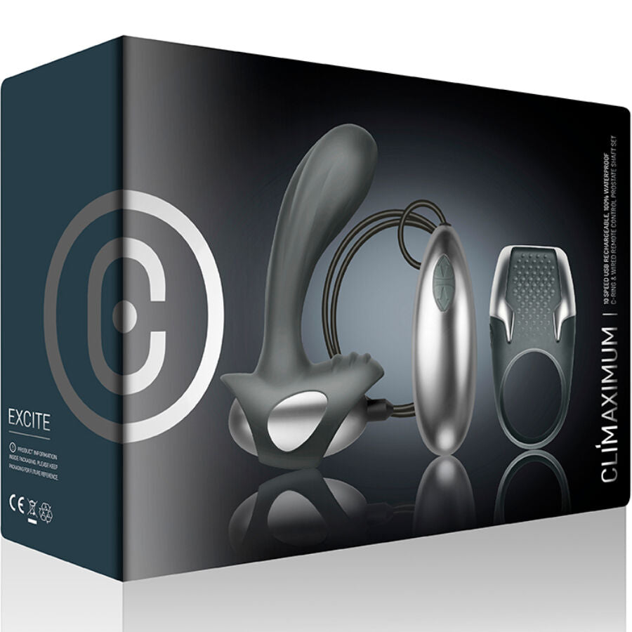 CLIMAXIMUM - EXCITE KIT Intimate Wellness Ring + WIRE PROSTATE MASSAGER