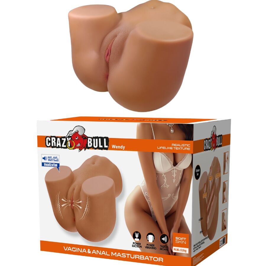 CRAZY BULL - WENDY REALISTISCHER DAMENPOPO Sensorik-Gerät UND SAUGER MIT SOUND 11 KG