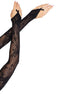LEG AVENUE - EXTRA LONG FLORAL LACE ARM WARMER GLOVES BLACK