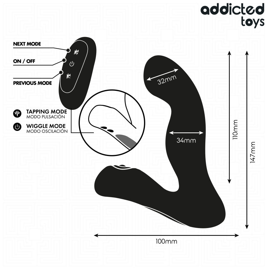 ADDICTED TOYS - OSZILLIERENDER PROSTATAMASSAGER MIT PULSATIONSMODUS FERNBEDIENUNG