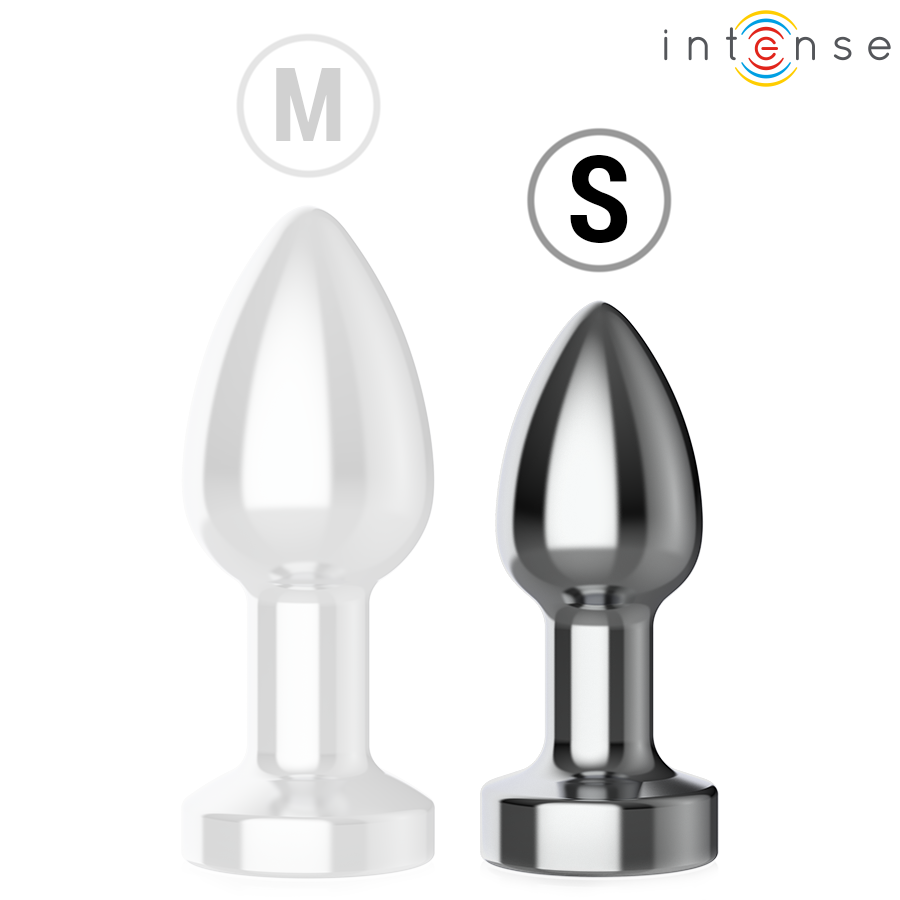 INTENSE – VIBRIERENDER METALL-ANALDILDO MIT LED-LICHTERN UND FERNBEDIENUNG – GRÖSSE S