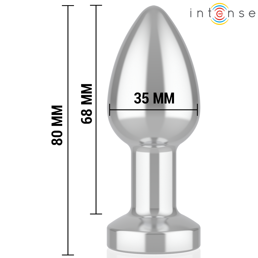 INTENSE – VIBRIERENDER METALL-ANALDILDO MIT LED-LICHTERN UND FERNBEDIENUNG – GRÖSSE S