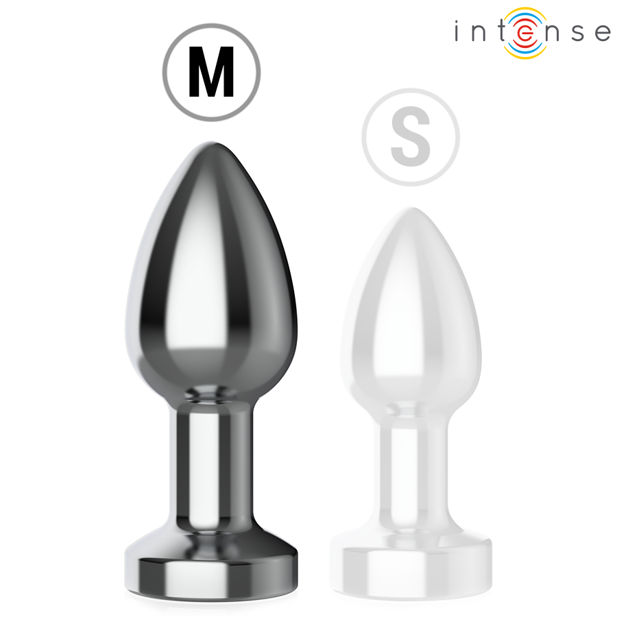 INTENSE - VIBRIERENDER METALL-ANUSPLUG MIT LED-LICHTERN UND FERNBEDIENUNG - GRÖSSE M