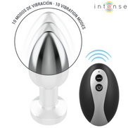 INTENSE - VIBRIERENDER METALL-ANUSPLUG MIT LED-LICHTERN UND FERNBEDIENUNG - GRÖSSE M