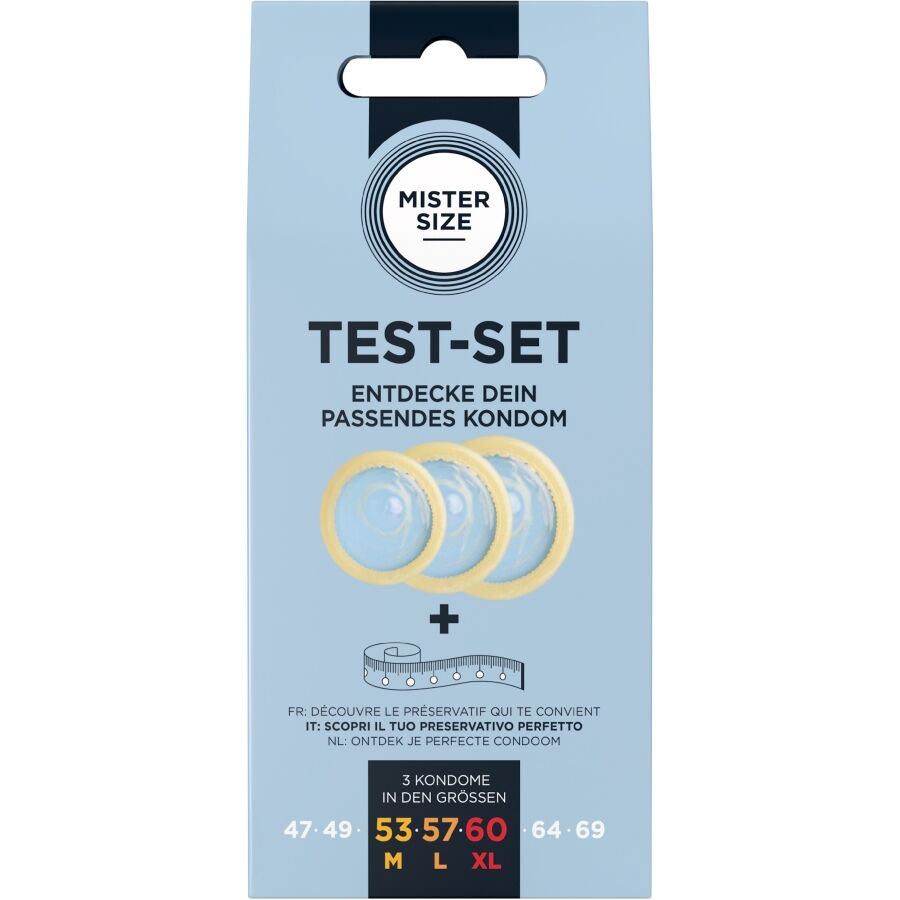 MISTER SIZE – TEST-SET 3 VERSCHIEDENE KONDOMGRÖSSEN + MASSBAND