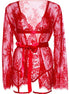 LEG AVENUE - 86123 TEDDY + STRUMPFBAND ROBE SET ROT GRÖSSE S