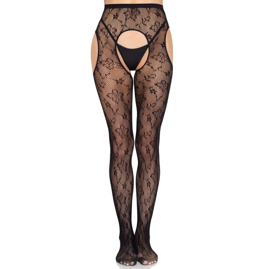 Floral Net Suspender Tights