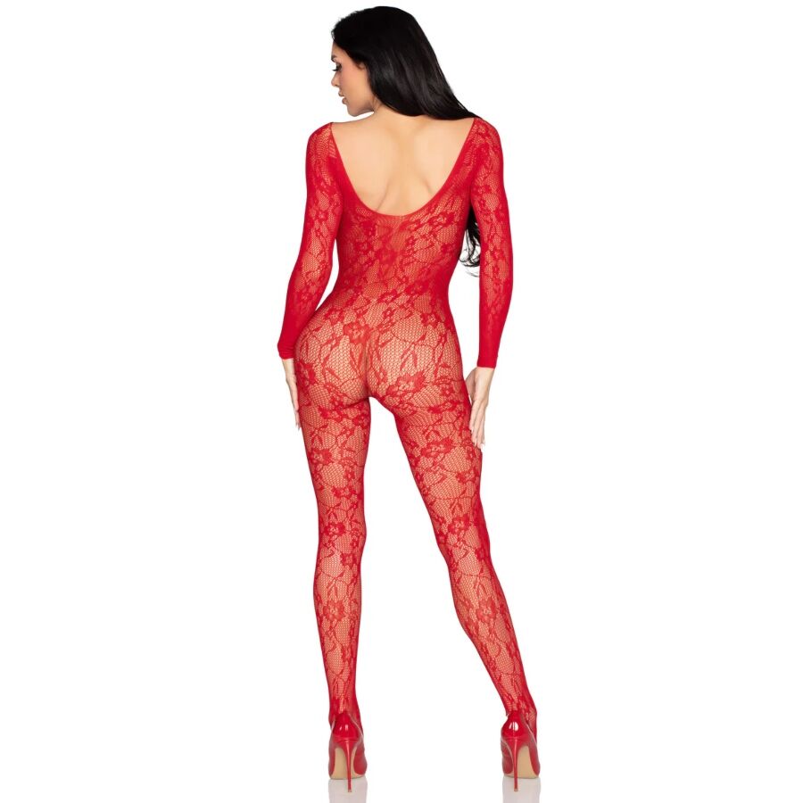 Floral Lace Bodystocking (Red)