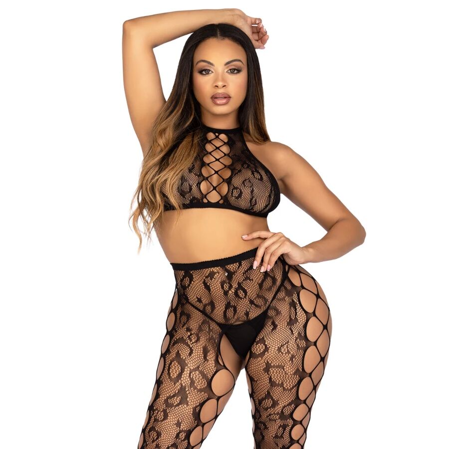 Leopard Mesh Crop Set