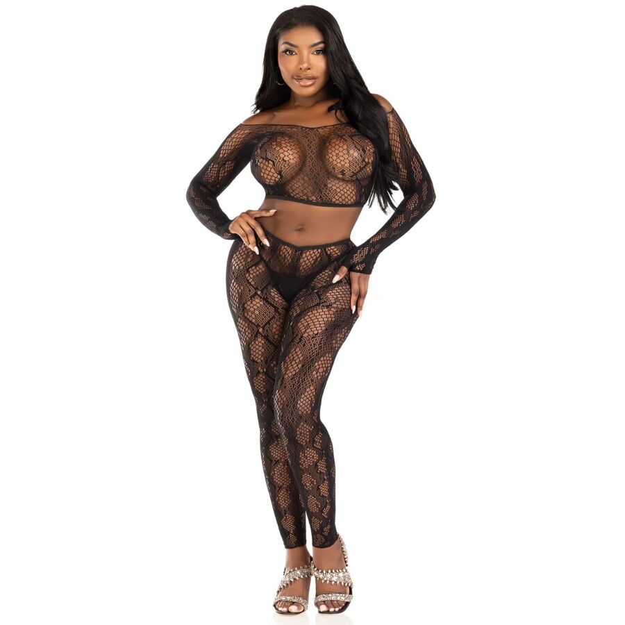 Snakeskin Mesh Crop Set