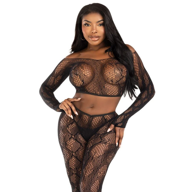 Snakeskin Mesh Crop Set