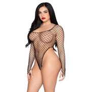 High-Cut Net Bodysuit (Black)