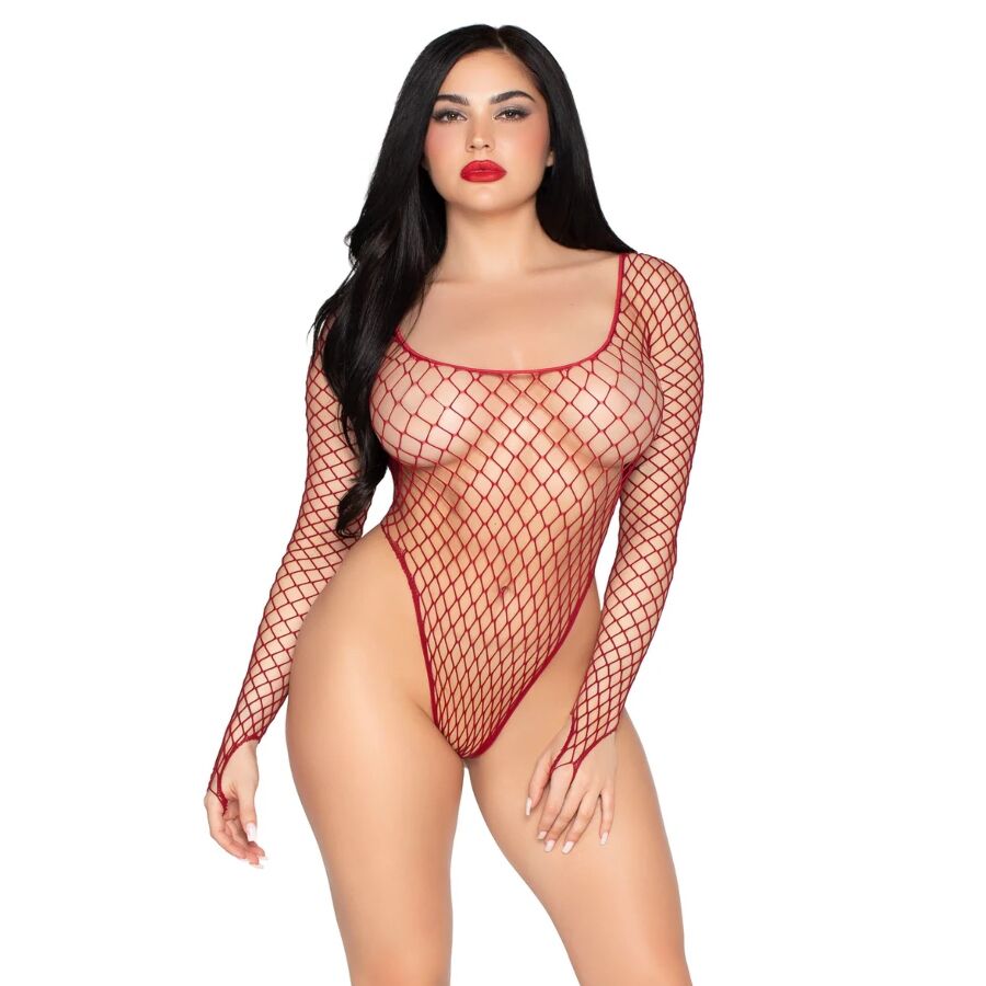High-Cut Net Bodysuit (Red)