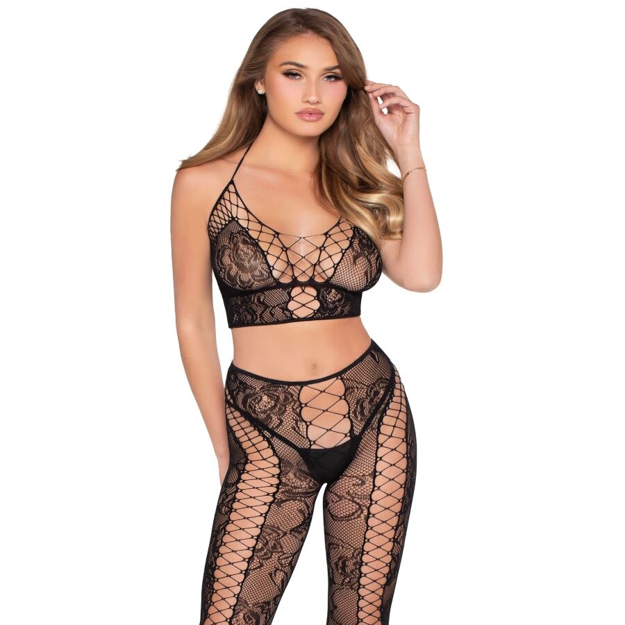Fishnet Lace Crop Set