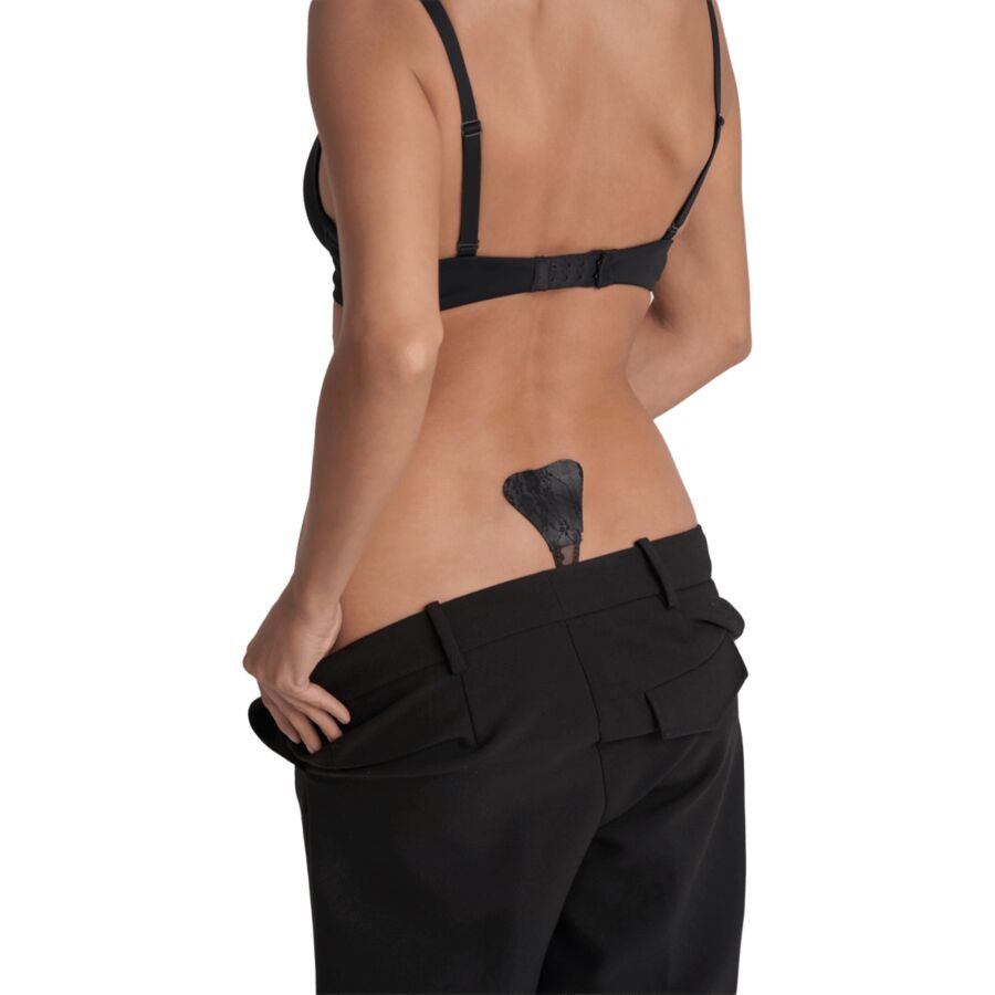 Adhesive Lace Thong (Black)