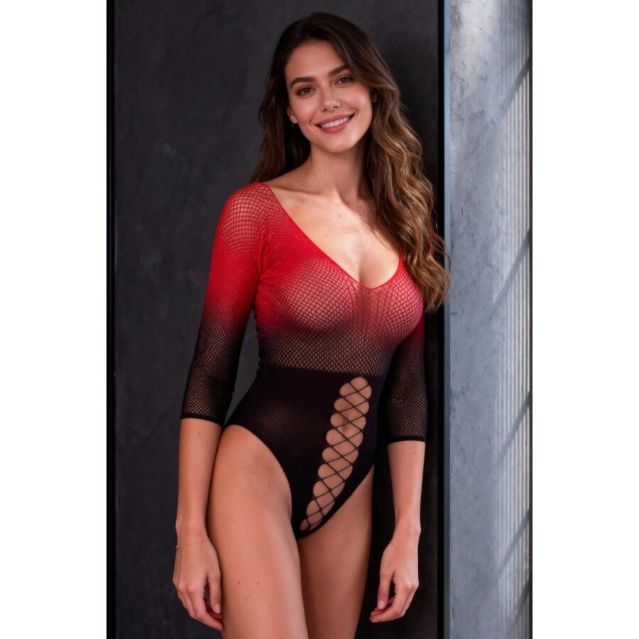 Two-Tone Mesh Bodystocking