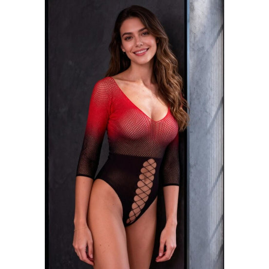 Two-Tone Mesh Bodystocking