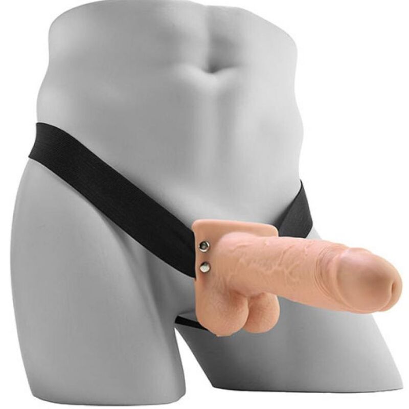 Realistic Vibrating Hollow Strap-On — 17.8cm
