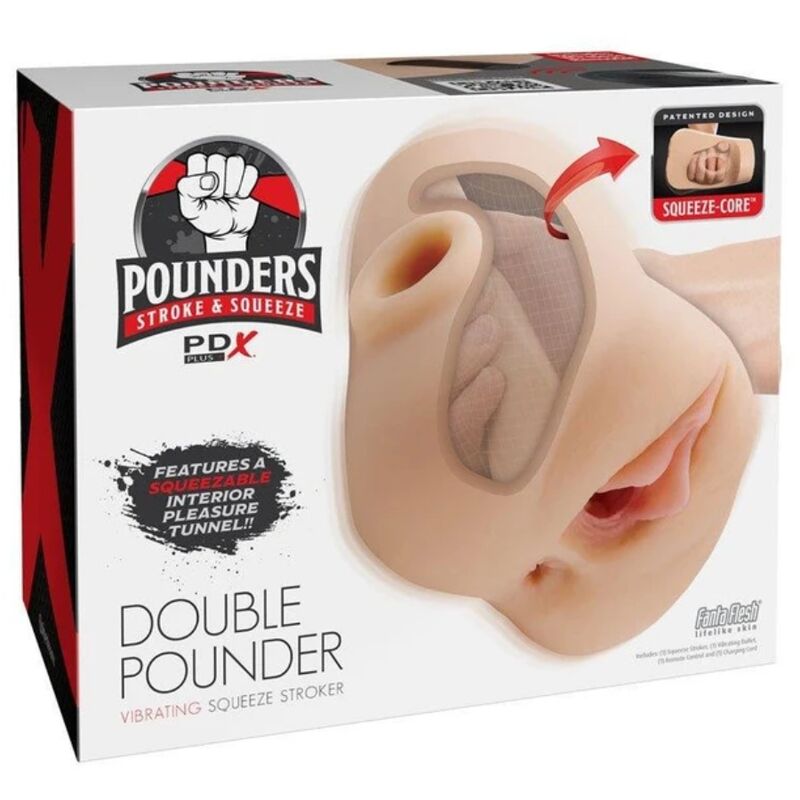 Double Pounder Vibrating Squeeze Stroker — 20.5cm