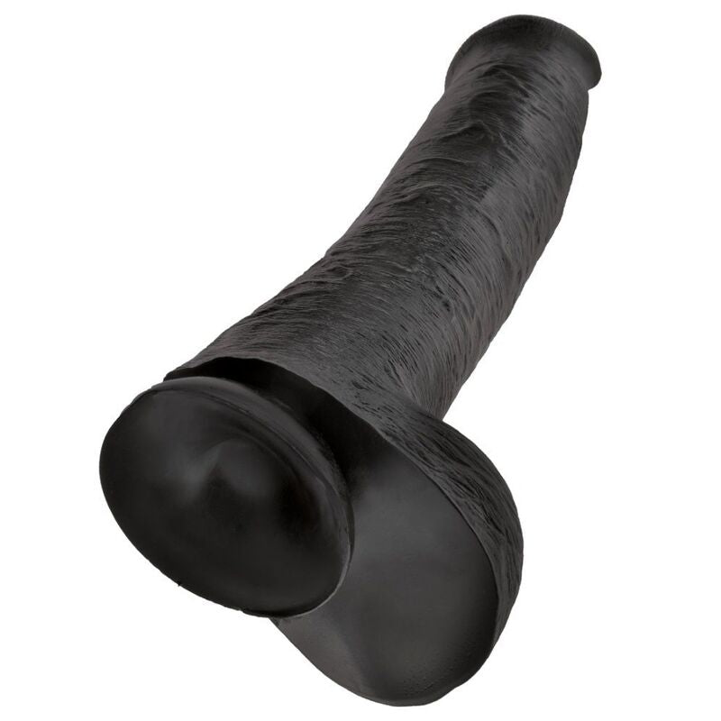 Realistic Dildo with Testicles — 38cm, Black