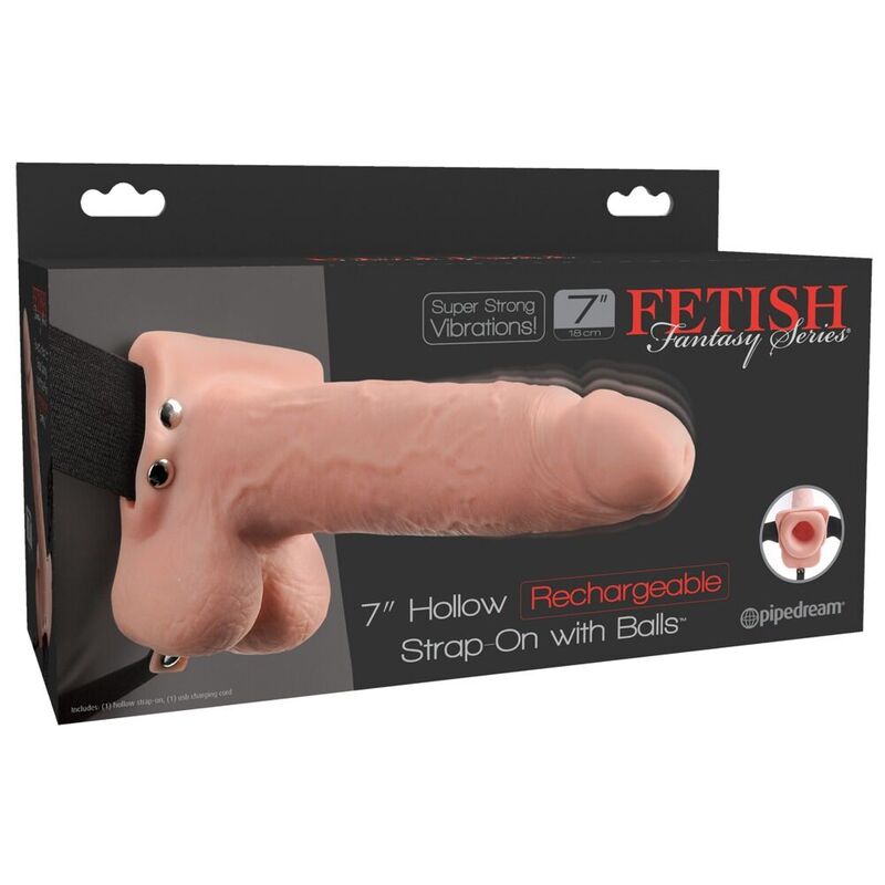 Realistic Vibrating Hollow Strap-On — 17.8cm