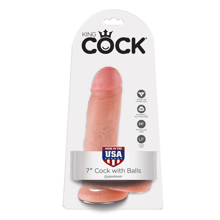 KING COCK - 7 Wellness Device FLESH WITH BALLS 17.8 CM