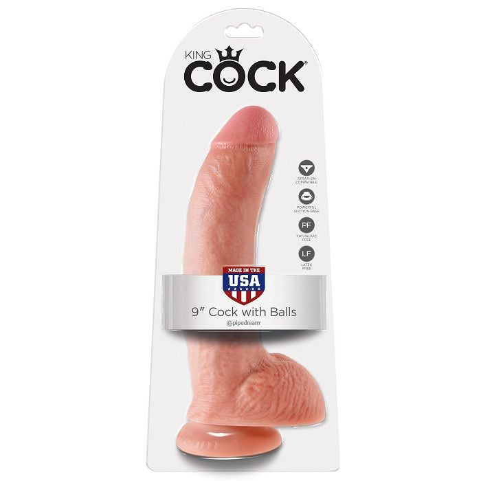 KING COCK - 9 Wellness Device FLESH WITH BALLS 22.9 CM