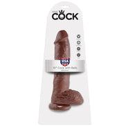 KING COCK - 10 Wellness Device BROWN WITH BALLS 25.4 CM