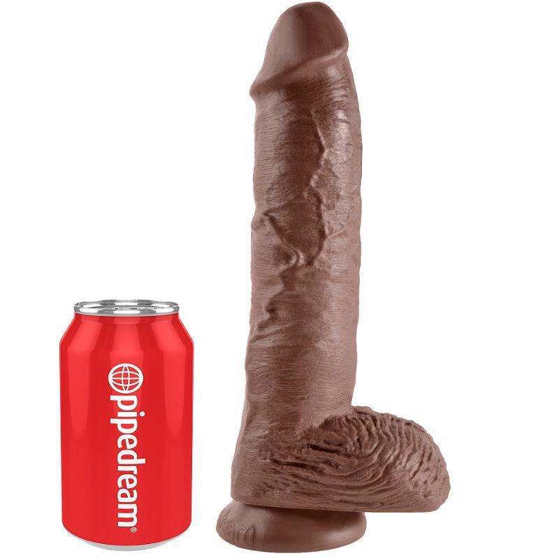 KING COCK - 10 Wellness Device BROWN WITH BALLS 25.4 CM