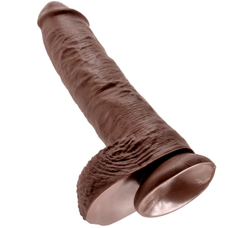 KING COCK - 10 Wellness Device BROWN WITH BALLS 25.4 CM