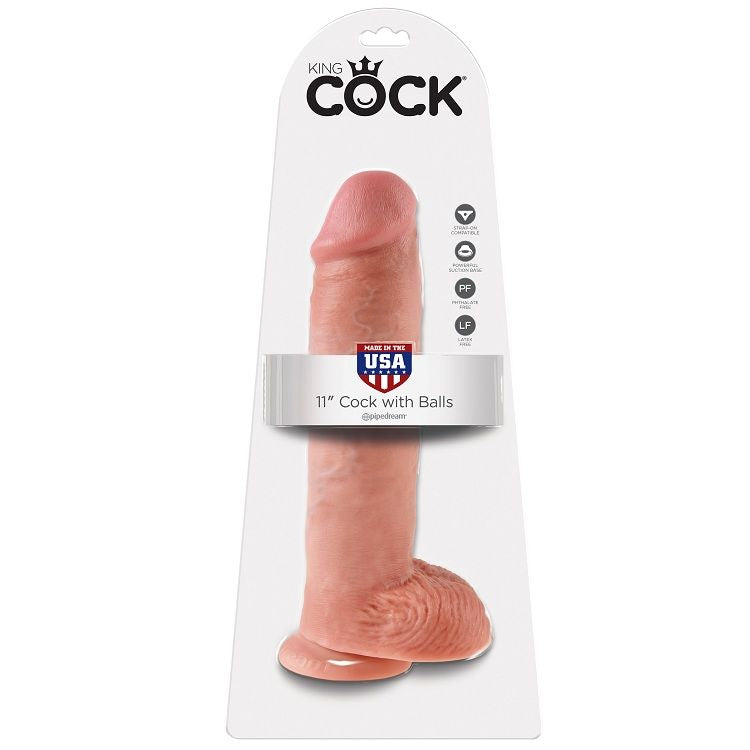 KING COCK - 11 Wellness Device FLESH WITH BALLS 28 CM