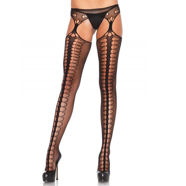 LEG AVENUE - STRUMPFHOSE MIT STRUMPFBAND EXKLUSIV SCHWARZ