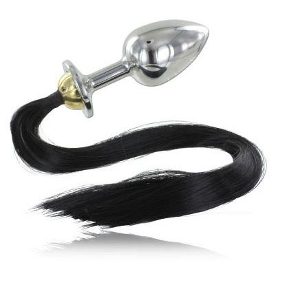 METALL HART - ANUSPLUG AUS STAHL MIT SCHWANZ 8.89CM