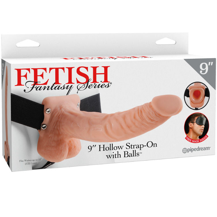 FETISCH FANTASIE SERIE – SERIE 9 HOHLER STRAP-ON MIT HODEN 22,9CM FLEISCH
