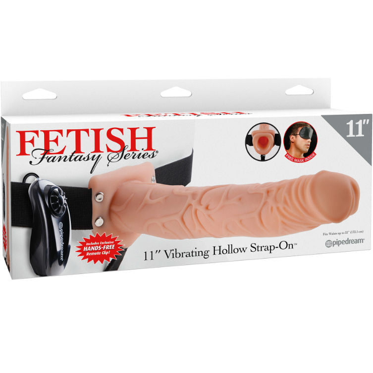 FETISCH FANTASIE SERIE – SERIE 11 HOHLER STRAP-ON VIBRIEREND MIT HODEN 27,9CM FLEISCH