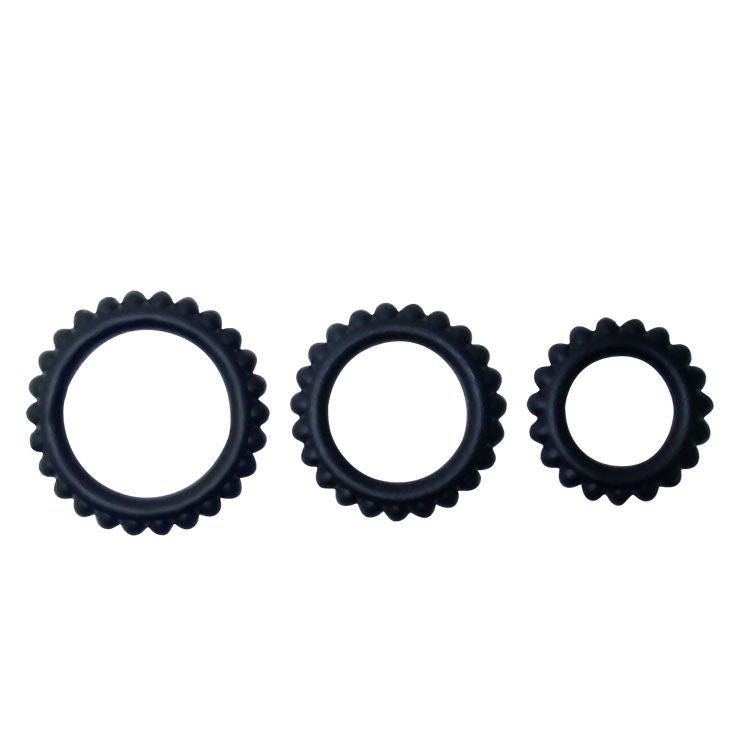 BAILE - TITAN SET 3-teiliger Intimate Wellness Ring SCHWARZ 2,8 + 2,4 + 1,9 CM