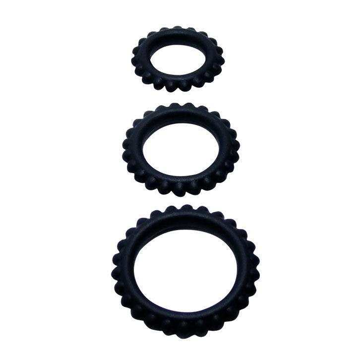 BAILE - TITAN SET 3-teiliger Intimate Wellness Ring SCHWARZ 2,8 + 2,4 + 1,9 CM