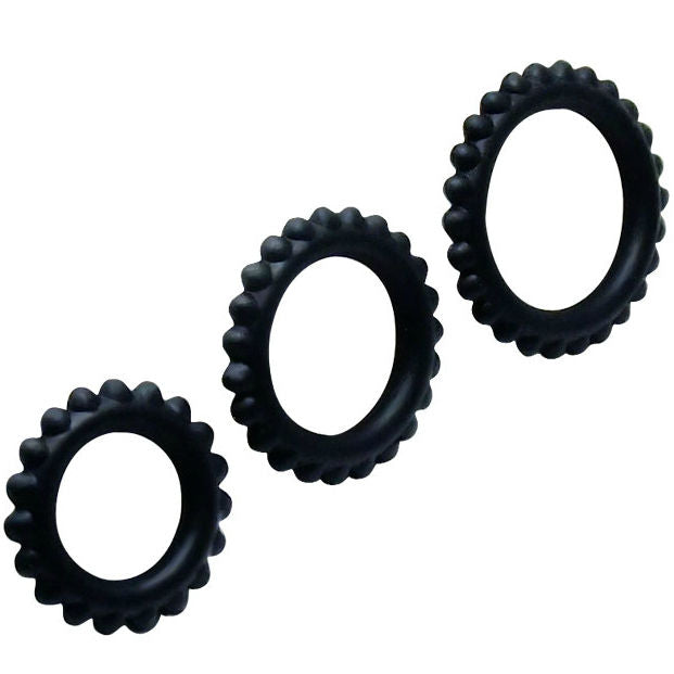 BAILE - TITAN SET 3-teiliger Intimate Wellness Ring SCHWARZ 2,8 + 2,4 + 1,9 CM