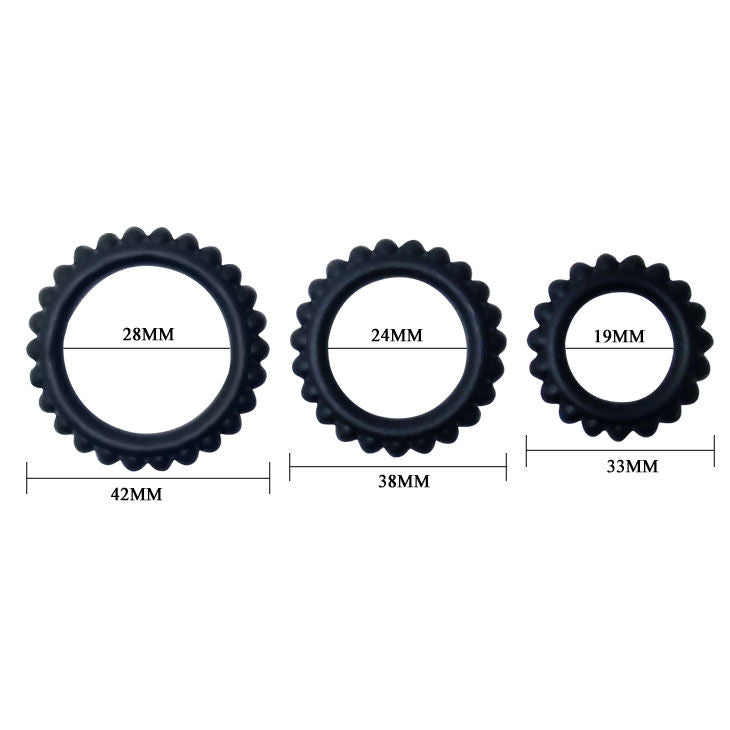 BAILE - TITAN SET 3-teiliger Intimate Wellness Ring SCHWARZ 2,8 + 2,4 + 1,9 CM